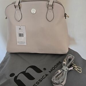 Jessica Moore Lush Round Satchel Handbag Tote Purse Cream N w/ Tags + DustCover